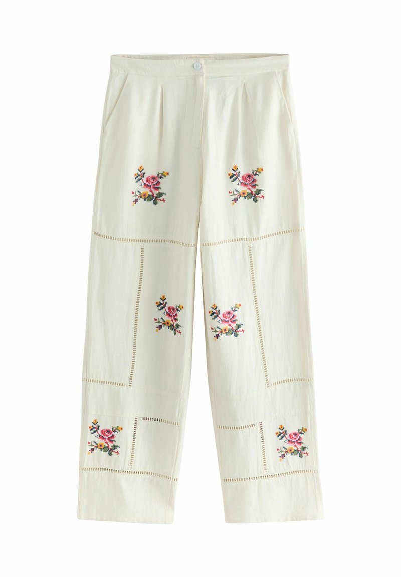 Next EMBROIDERED WIDE LEG - Püksid - white