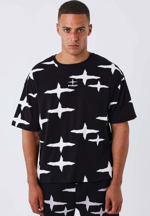 ALL OVER POLARIS BRUSH - Print T-shirt - noir   blanc