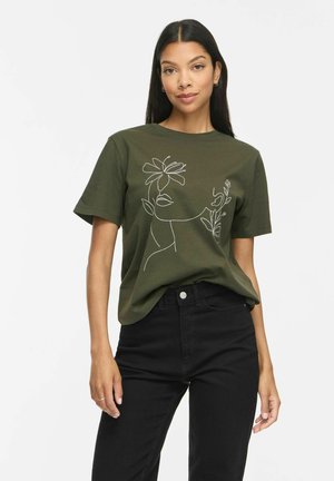 VILA SHORT-SLEEVED T-SHIRT VISYBIL ROUND NECK - T-shirt con stampa - forest night