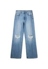 WIDE- RIPPED - Jeans a zampa - light blue denim