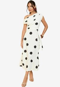 REGULAR FIT - OFF THE SHOULDER SCUBA MIDI  - Denní šaty - white spot