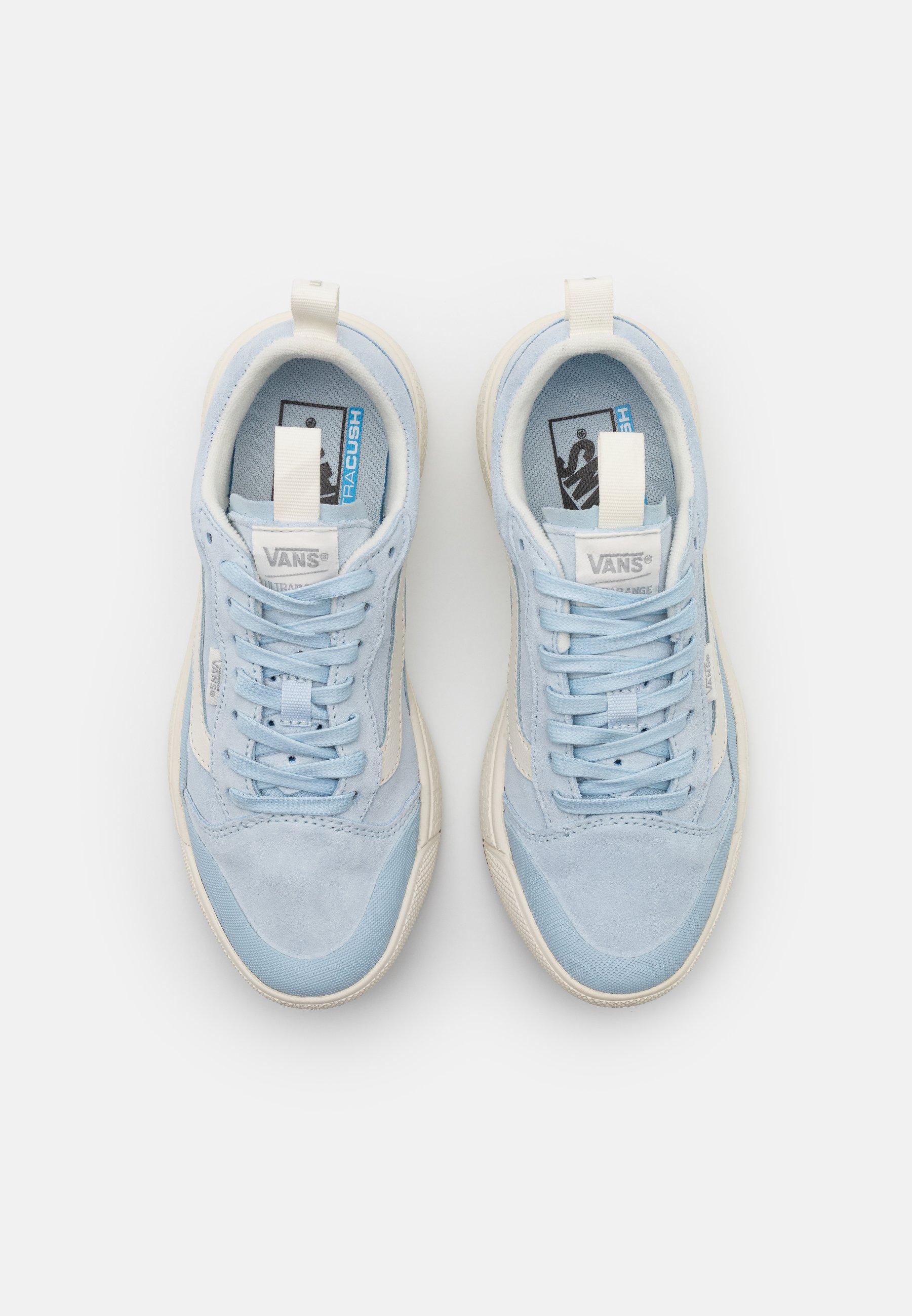 vans ultrarange blue and pink trainers