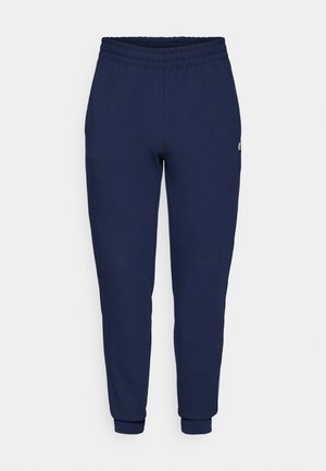 Dunkelblaue Sweatpants mit elastischem Bund und Bündchen. Hergestellt aus weichem, dehnbarem Material. Verfügt über ein kleines Logo in der Nähe der Hüfte.