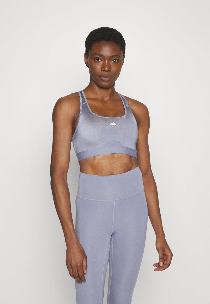 adidas Performance HIIT Medium support sports bra silver violet