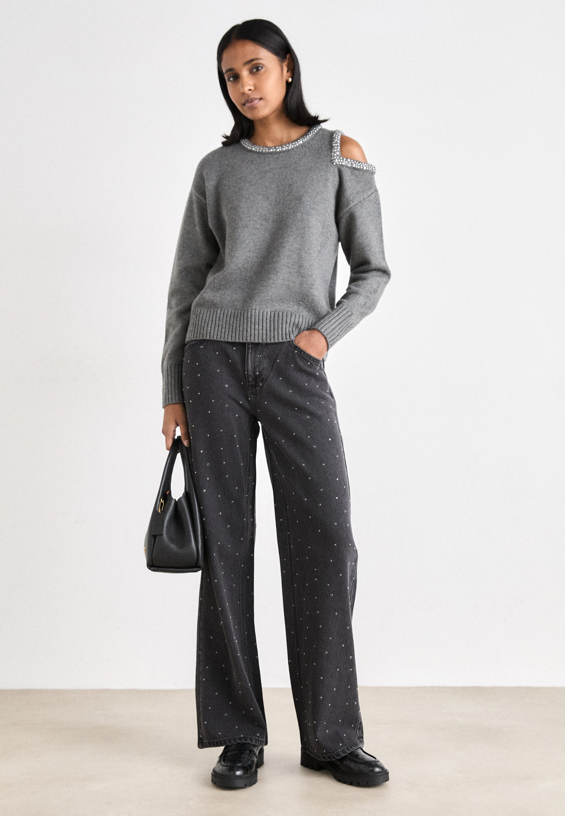 NY発モダンブランド【DKNY】Cold Gear High Waist 7/8 Tight DKNY Jeans Women's Ruched Top & Studded Wide-Leg Jeans - Macy's