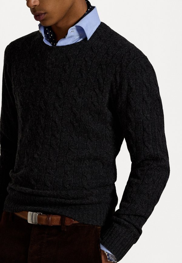 CABLE KNIT WOOL CASHMERE JUMPER - Jumper - dark granite heather2