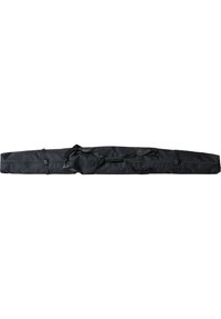 Musta, pehmustettu lumilautalaukku, jossa on kaksinkertainen vetoketju ja säädettävät kantohihnat. Suorakulmainen muoto, valmistettu kestävästä kankaasta, suunniteltu suojaamaan.