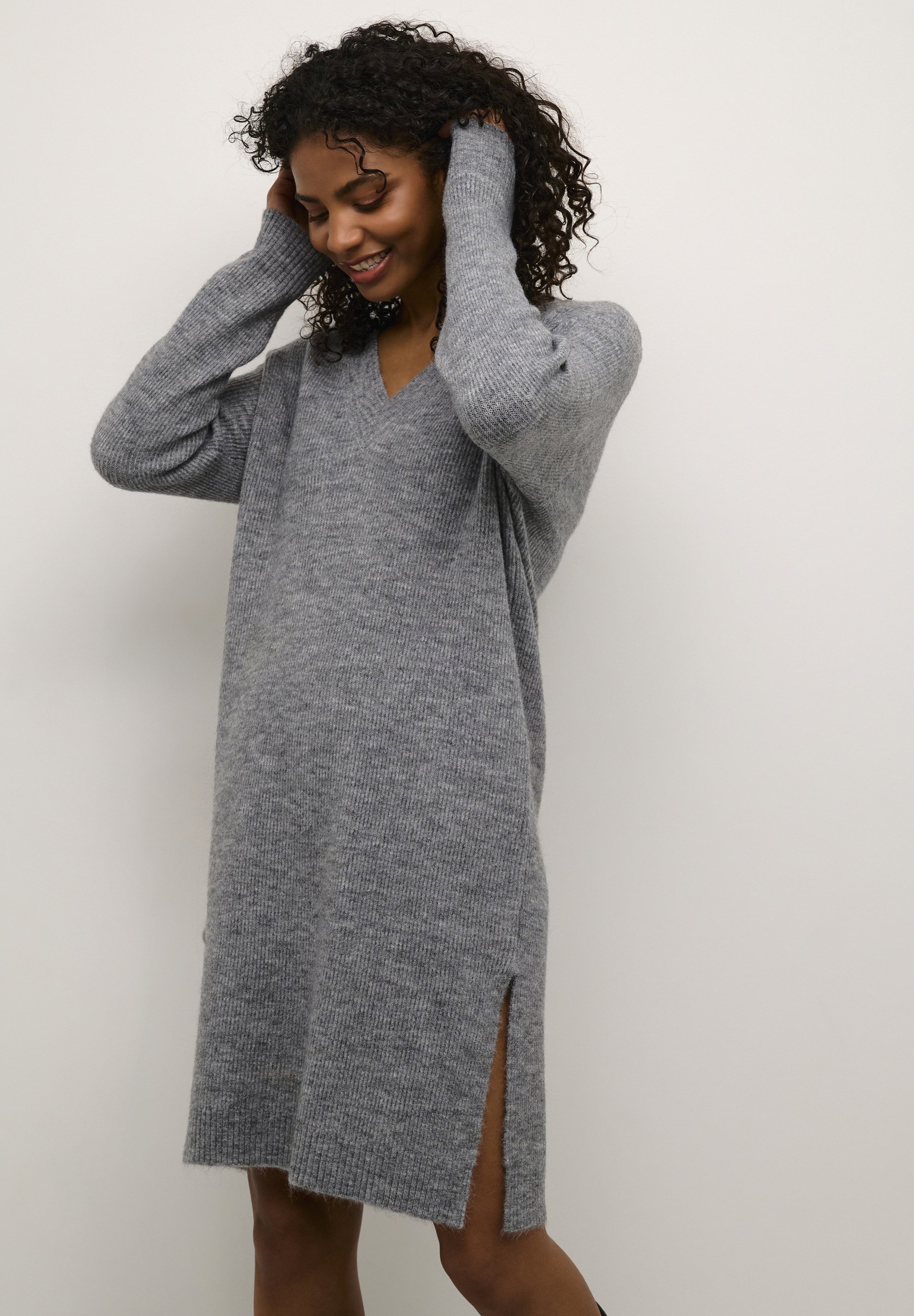 Kaffe KAJUNO - Jumper dress - grey melange/light grey - Zalando.ie