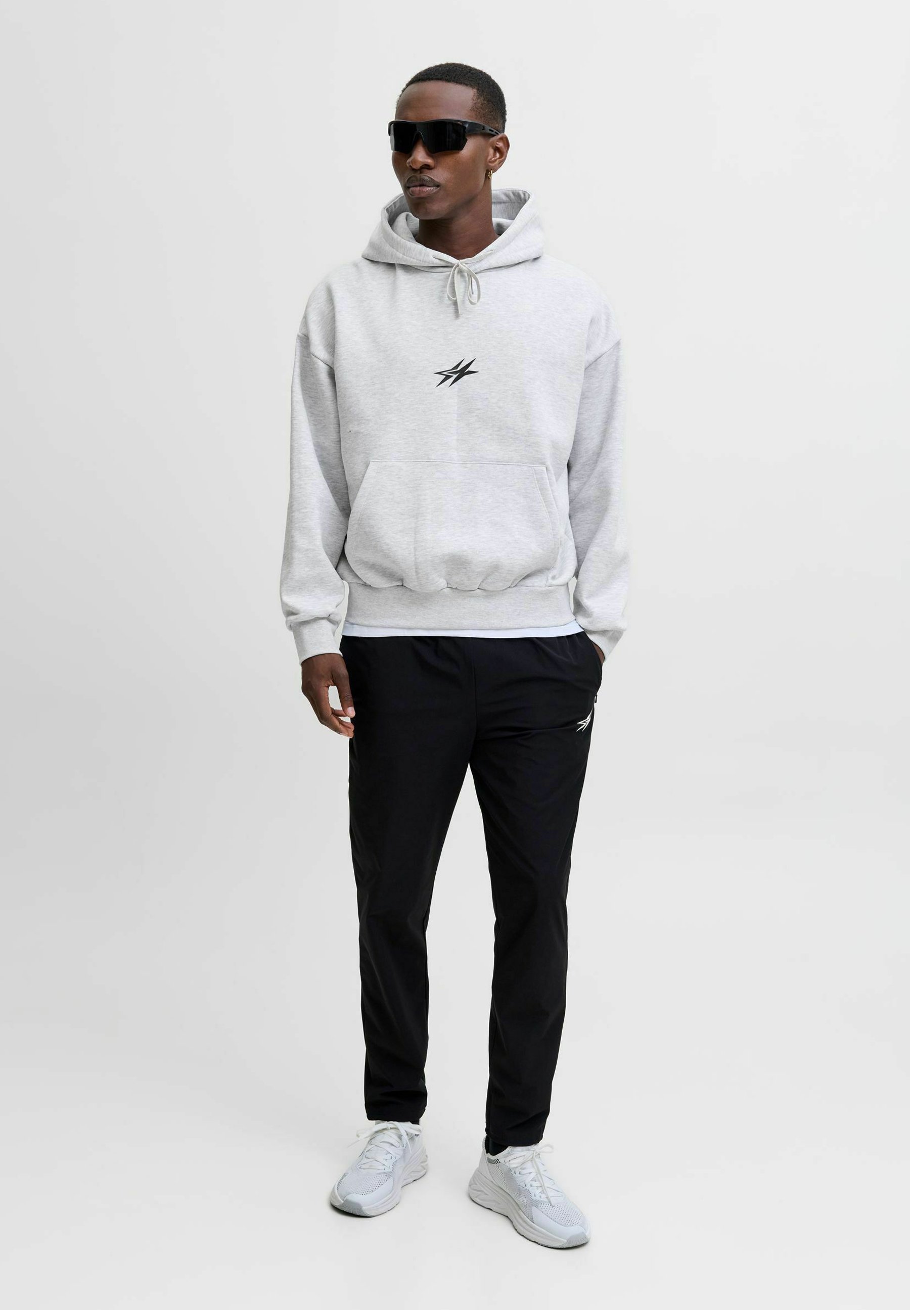 Jack & Jones Performance Backprintet - Hoodie - white melange/off