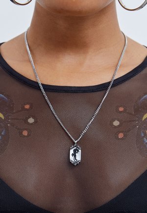PANTHER AND ROSE OVAL PENDANT NECKLACE UNISEX - Halskette - silver-coloured