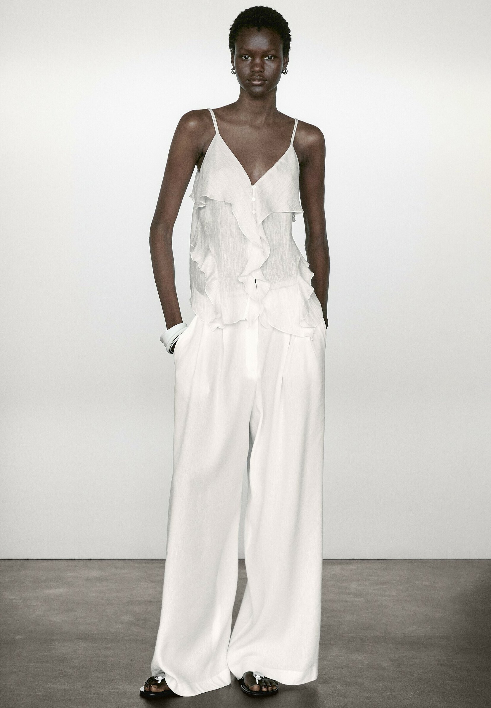 ★Massimo Dutti★ Long slip one piece shirring detail Women's Long Dresses - Massimo Dutti - US