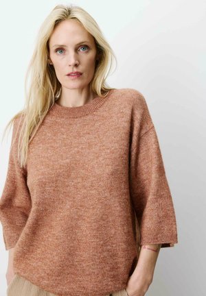 Grace & Mila, PULL OVERSIZE MANCHES 3/4 COL ROND COFFEE ASHER - Pullover - coffee