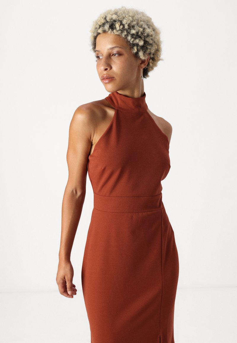 strapless open back dress Orange Halter Neck Side Cut Out Mini Dress | Mini Dresses