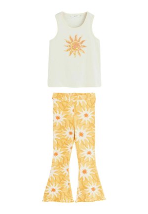 Never Fully Dressed REGULAR FIT - SEQUIN TOP AND FLARED LEGGING SET . - Leggings - Hosen - yellow  white sun