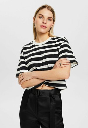 GESTREIFTES IM TWISTDESIGN - T-shirt imprimé - black