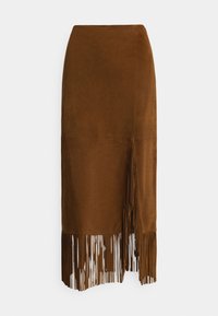 FRINGE SUEDE SKIRT - Maxirock - clove