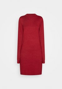 Rode lange mouwen sweater jurk met een neklijn, ribbelmanchetten en -zoom. Gladde textuur en een eenvoudige silhouette, geschikt voor casual gebruik.