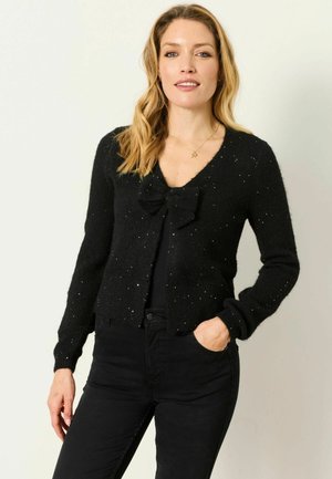 FatFace, SPARKLE BOW FRONT CARDIGAN - Strickpullover - black