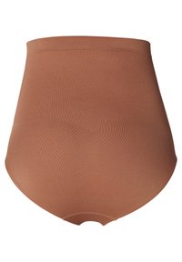 Naadloze high-waisted shapewear in bruin stretchstof, ontworpen voor een soepele silhouet en comfort.