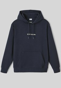 Haut à capuche bleu marine en mélange de coton, avec une poche avant et le texte blanc "Keith Haring" sur la poitrine. Cordon de serrage pour la capuche inclus.