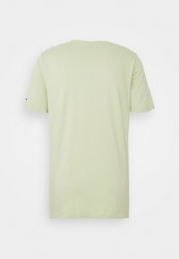 Camiseta de manga corta de color verde claro con cuello redondo clásico. Fabricada con material suave, presenta un diseño sencillo sin patrones ni adornos.
