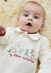 JoJo Maman Bébé MY FIRST CHRISTMAS APPLIQUÉ  ALL-IN - REGULAR FIT - Strampler - navy ecru stripe