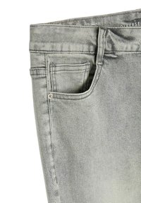 Szare dżinsy o slim fit, z jedną przednią kieszenią, subtelnymi detalami stębnowania i gładką teksturą.