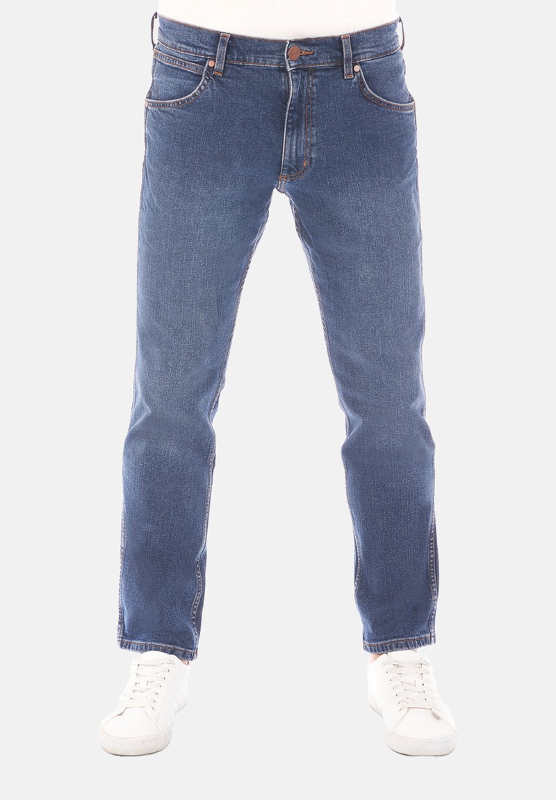 Wrangler GREENSBORO - Jeans Tapered Fit - basement blue/ruw denim ...