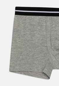 Boxer briefs grigi in cotone con una vita nera caratterizzata da strisce bianche. Tessuto morbido e cuciture lisce, progettati per il comfort.