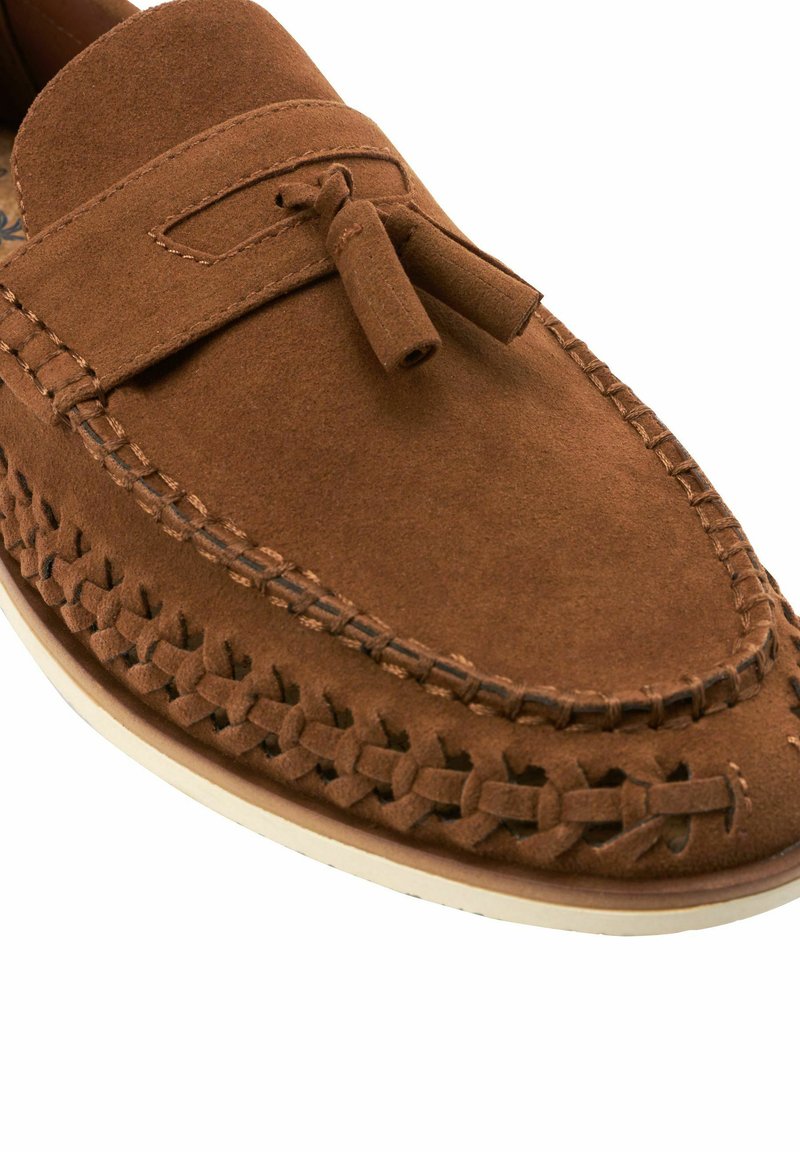 Mocassins River Island Cuir Marron à Pompons Taille 38 – Style Vintage, Occasion Porté