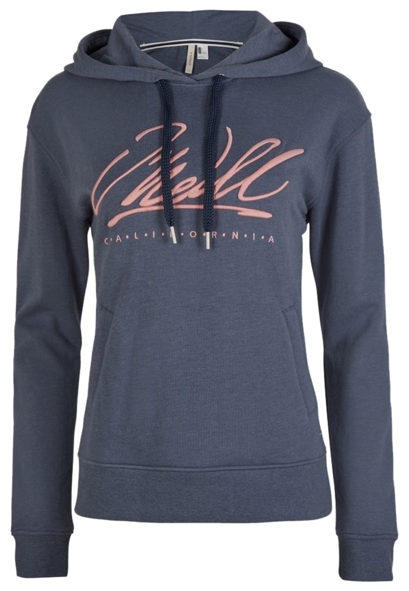 Felpa con cappuccio blu navy, con un logo rosa sul davanti, polsini a costine e tasca a marsupio. Realizzata in morbido tessuto misto cotone.