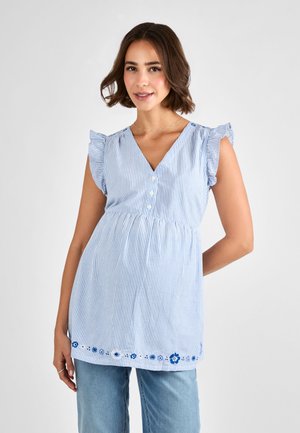 JoJo Maman Bébé EMBROIDERED STRIPE - Blúzka - blue