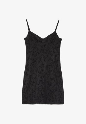 Stradivarius, SHORT FLOCKED STRAPPY DRESS - Shift-haljina - black
