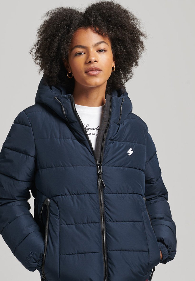 Superdry HOODED SPIRIT SPORTS PUFFER - Veste d'hiver - deep navy/bleu  marine - ZALANDO.FR