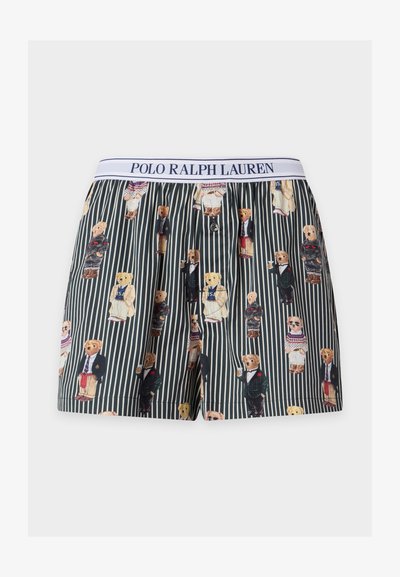 Boxer rayé avec ceinture Polo Ralph Lauren et motif d'ours habillés de différentes tenues.