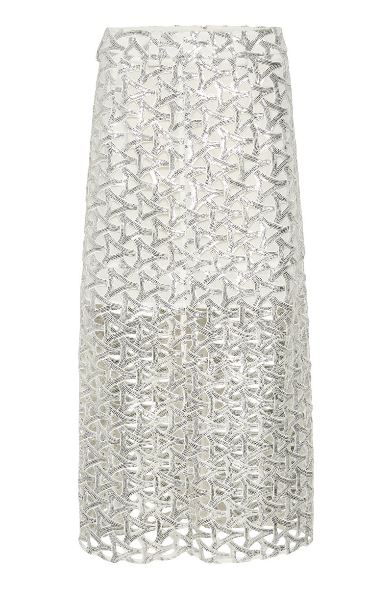 Gestuz Maxirok zilverkleurig Gestuz Maxirok zilverkleurig