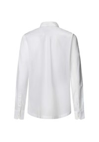 Biała koszula z długim rękawem, z klasycznym kołnierzykiem i zapięciem na guziki przy mankietach. Wykonana z bawełny, charakteryzująca się gładką teksturą i zakrzywionym dołem.