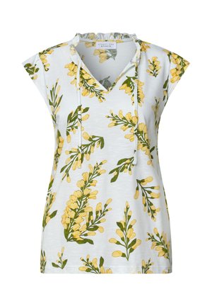 Street One Studio, DROPPED SHOULDER SHIRT MIT SPLIT NECK - Triko s potiskem - off white