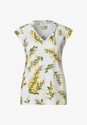 Street One Studio, DROP-SHOULDER SHIRT WITH SPLIT NECK - T-Shirt print - off white