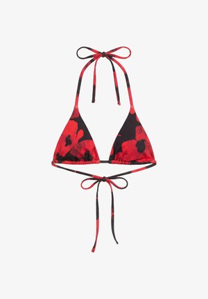 PULL&BEAR, POPPY PRINT TRIANGLE BIKINI TOP - Bikini felső - red