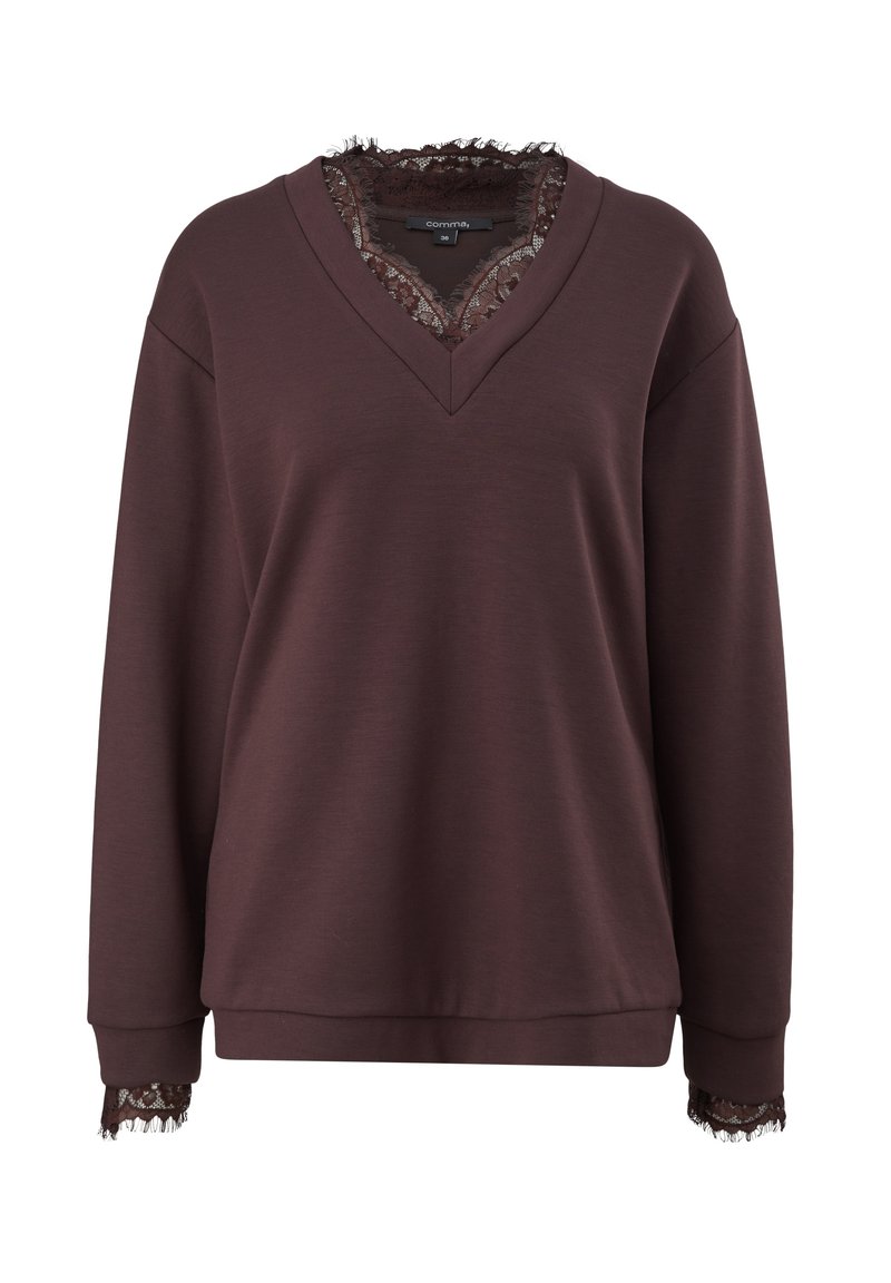 Damen Sweatshirts | comma MIT SPITZENEINSATZ Sweatshirt brown/dunkelbraun - ST06365 Damen Sweatshirts | comma MIT SPITZENEINSATZ Sweatshirt brown/dunkelbraun - ST06365