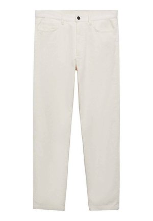 Crème-kleurige jeans met een rechte pasvorm, gemaakt van katoen. Voorzien van een knoopsluiting, vijf zakken en subtiele stikdetails.