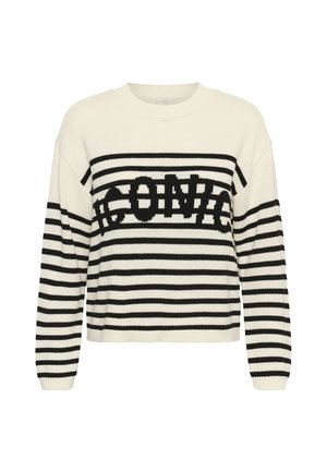 Kaffe, KASUS - Strickpullover - chalk black deep stripe knit