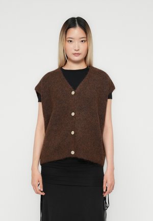 ONLAZU BUTTON V-NECK WAISTCOAT - Vesta - seal brown