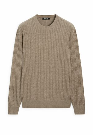 Massimo Dutti, COTTON BLEND CABLE-KNIT SWEATER - Striktrøje - khaki