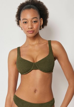 Calzedonia, CRINCKLE WAVES BALCONETTE - Haut de bikini - green