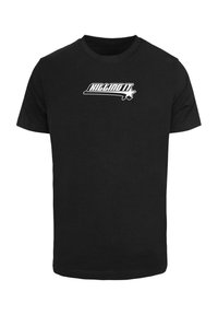 Svart bomull t-skjorte med hvit grafisk logo "Killing It" med stjernedetalj, kort ermer og klassisk rund hals design.