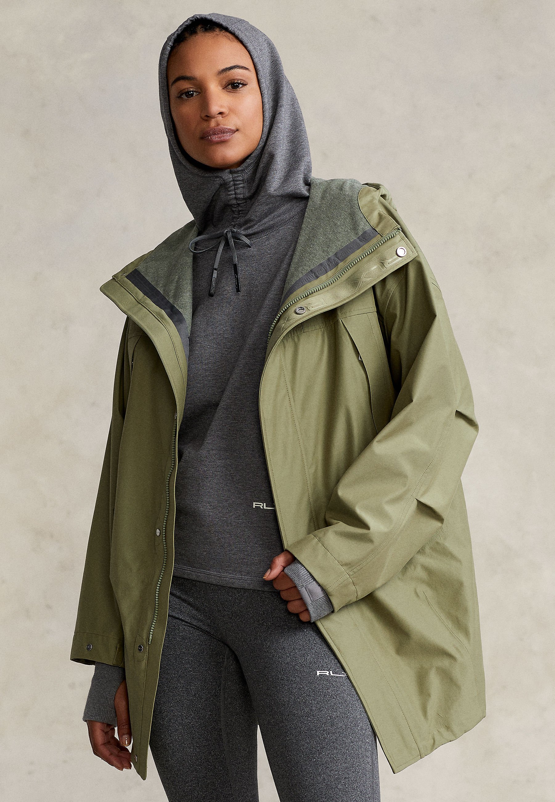 Ralph Lauren Water-Resistant Hooded Windbreaker - Womens - Sage Green - Size S