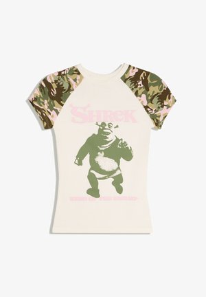 Bershka, SHREK PRINT RAGLAN T-SHIRT - T-shirt imprimé - white