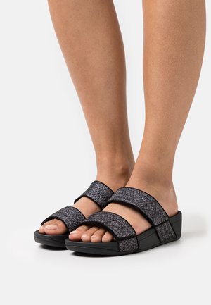 MINA GLITTER WEAVE SLIDES - Mules - all black